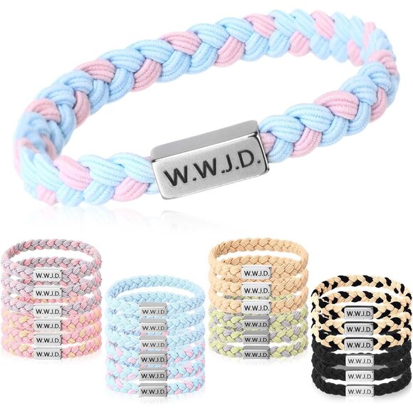 24 Pcs WWJD Christian Faith Braided Wristbands, Adjustable, Durable Material - Picture 1 of 7